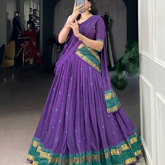 CHANDERI COTTON LEHENGA CHOLI - Picture 5 of 15